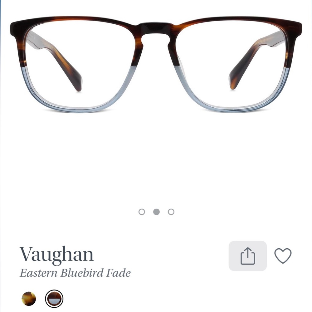 Warby Parker Vaughan Eyeglasses Two Tone Bluebird Fade w/ New Case & Lens Cloth